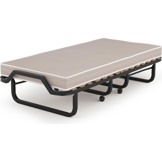 Costway Lit pliant Costway avec matelas en mousse et cadre métallique stable 200x80x45cm beige