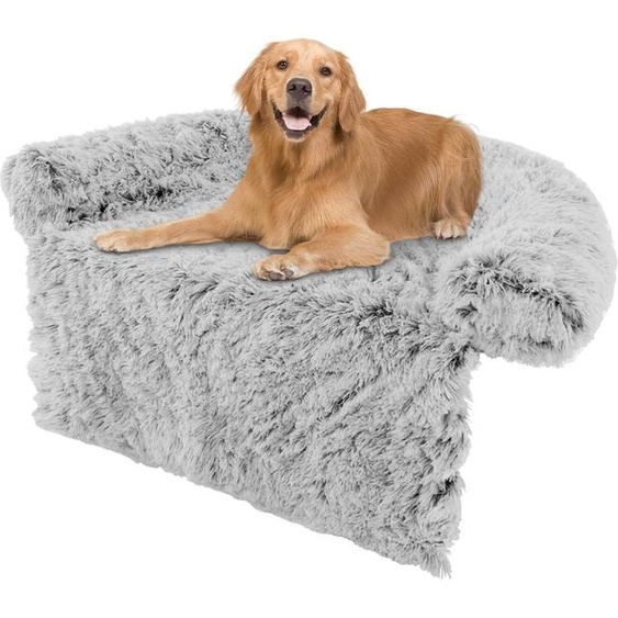 COSTWAY Lit pour chien en peluche, couverture pour chien canapé, protection pour canapé chien, coussin pour chien avec housse lavable, lit en peluche pour chiens de moyenne et grande taille, 120 x 115 x 18 cm, gris