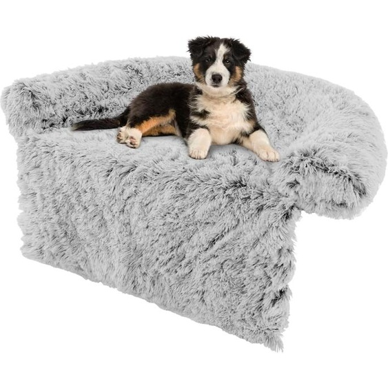COSTWAY Lit pour chien en peluche, couverture pour chien canapé, protection pour canapé chien, coussin pour chien avec housse lavable, lit en peluche pour chiens de taille moyenne, 112 x 101 x 18 cm, gris
