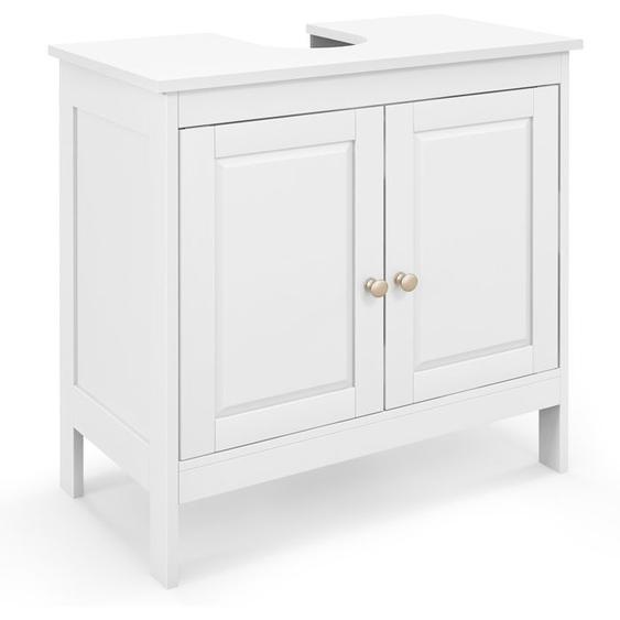 COSTWAY Meuble sous Vasque L15 x P20 cm, avec Placard à 2 Portes, 3 Étagère pour Salle de Bain, 60 x 30 x 62 cm, Blanc