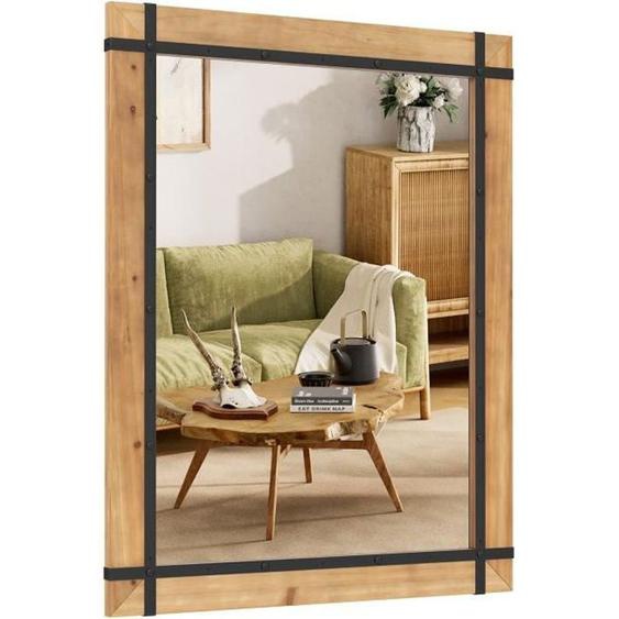 COSTWAY Miroir Mural Décoratif Rectangulaire 77 x 100 CM Style Industriel, Miroir Métal Verrière pour Salon, Chambre, Entrée
