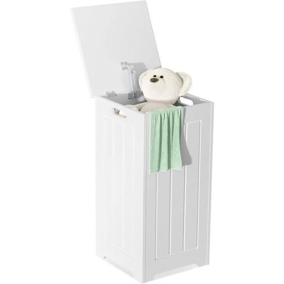 COSTWAY Panier à Linge avec Couvercle 35 L Corbeille à Linge Rectangulaire Style Contemporain pour Entrée, Salle de Bain Blanc