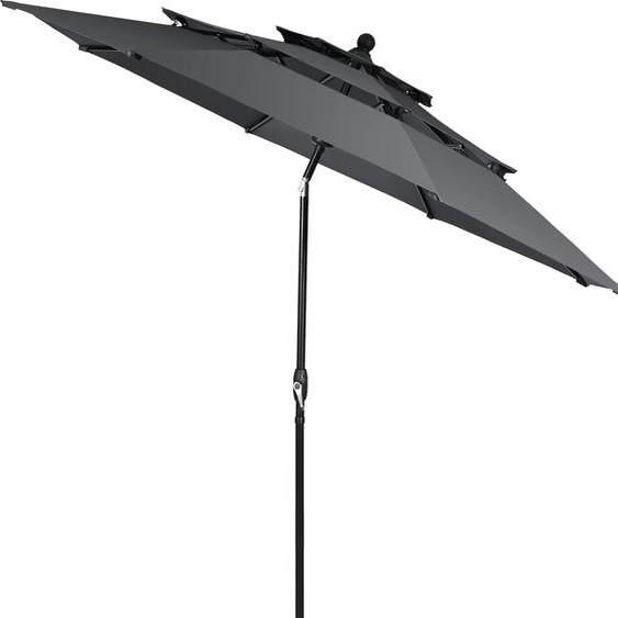 COSTWAY Parasol de jardin 300cm résistant au vent stable, parasol de terrasse en aluminium ventilé avec manivelle, pliable, protection UV & soleil, parasol de marché anthracite