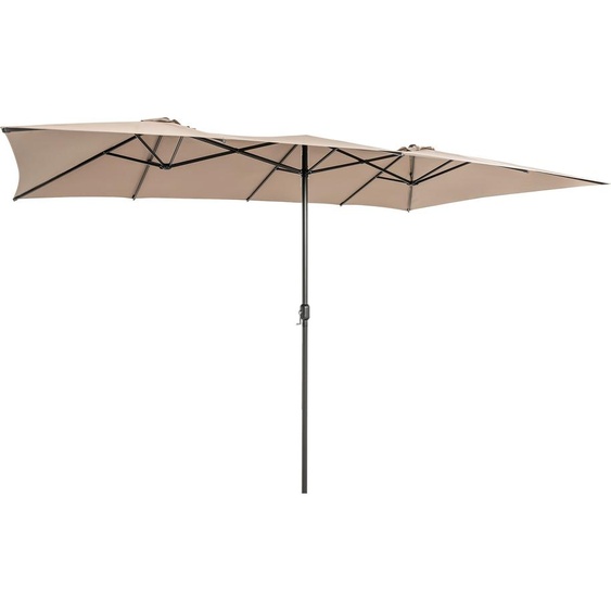 COSTWAY Parasol double 426x265cm, Parasol rectangulaire, protection UV, Grand parasol de jardin XXL, Parasol de terrasse avec manivelle, Parasol de marché pour piscine, terrasse, jardin
