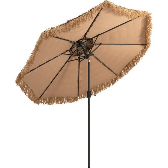 COSTWAY Parasol Hawaii, Parasol de terrasse avec double toit, paille PE Parasol de plage Parasol de marché inclinable Parasol de jardin