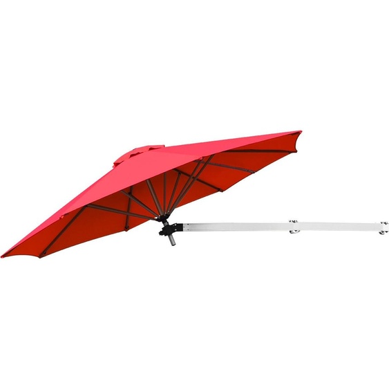 COSTWAY Parasol mural 250cm, Parasol mural basculant, Parasol de balcon avec mât réglable en aluminium, Parasol de jardin mural, rouge