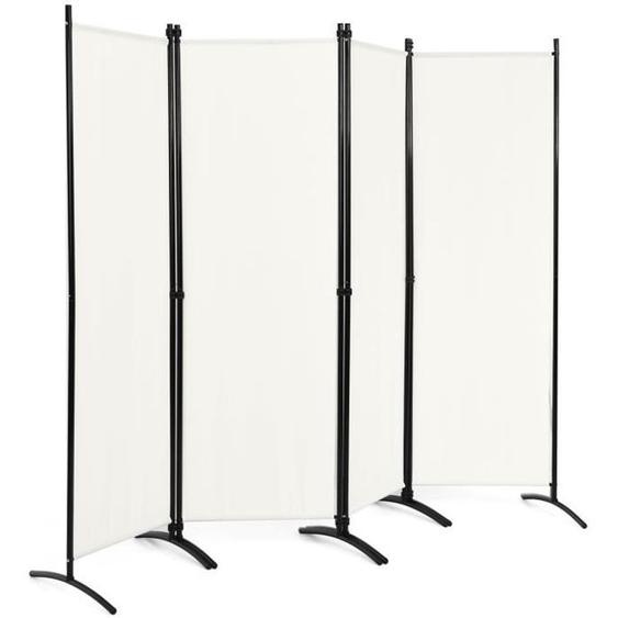 COSTWAY Paravent sur Pied 4 Panneaux Pliable 220x173 CM, Cloison de Séparation Protéger Privée , Blanc