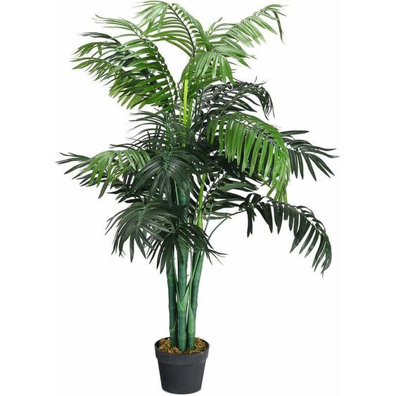 Costway - Plante Artificielle Déco. Interieur Palmier Aréca avec Pot Vert Arbre/ Fleur Artificielle pour Décoration Extérieur - h 110 cm