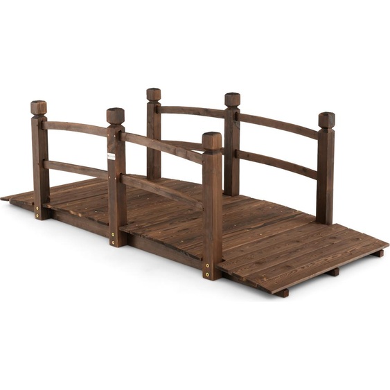 COSTWAY Pont détang avec balustrade, pont de jardin 171 x 76,5 x 58,5cm, pont décoratif pouvant supporter jusquà 150 kg, en bois de sapin