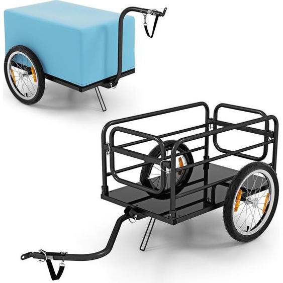 COSTWAY Remorque de vélo, remorque de transport pliable avec housse, coupleur & réflecteurs, remorque de transport jusquà 60kg