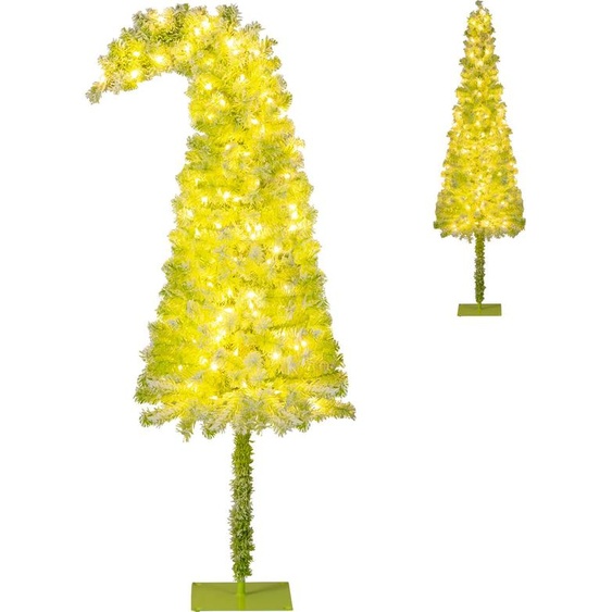 COSTWAY Sapin de Noël artificiel 180cm avec neige, pointe flexible, LEDs blanc chaud & 8 modes, Sapin de Noël Artificiel Noël