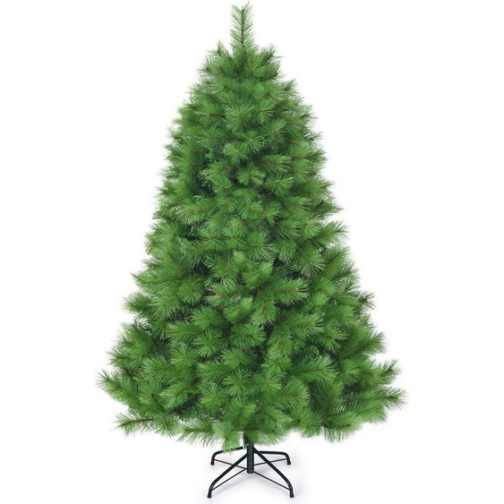 COSTWAY Sapin de Noël artificiel 180cm, Sapin avec support métallique, Sapin artificiel de Noël système de pliage, Sapin de Noël aiguilles PVC, Vert