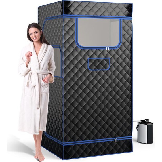 COSTWAY Sauna à vapeur portable pour la maison, box de sauna pour tout le corps avec générateur de vapeur de 3 litres, tente de sauna légère pour 1 personne, 91*91*183 cm