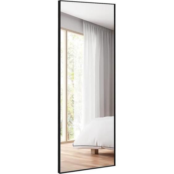 COSWAY Miroir Psyché, Miroir HD en Verre Antidéflagrant 150 x 4 x 56 CM, Cadre Noir en Aluminium