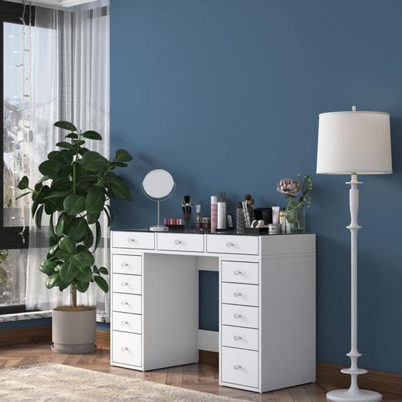 Cotecosy - Table de Maquillage Blanche - 120x79,8 cm, Profondeur 44,5 cm, Qualité Chipboard E1, Design Minimaliste