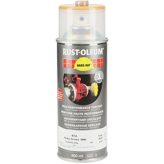 Couche de finition Hard Hat Ral-couleurs noir foncé RAL 9005 500ml - RUST-OLEUM - 2179