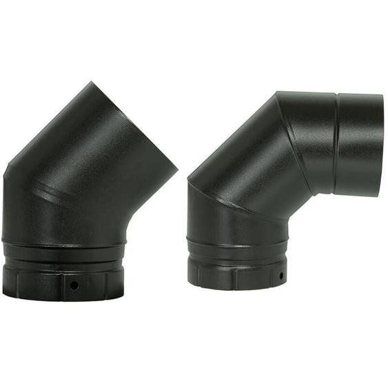 Coude à segments émaillé pour poêle à bois - Coude à 45° - diamètre 130 - Couleur : Noir Mat