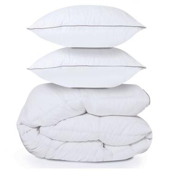 Idmarket - Couette 220x240 cm aela en plume doie anti acarien 500 gr + 2 oreillers