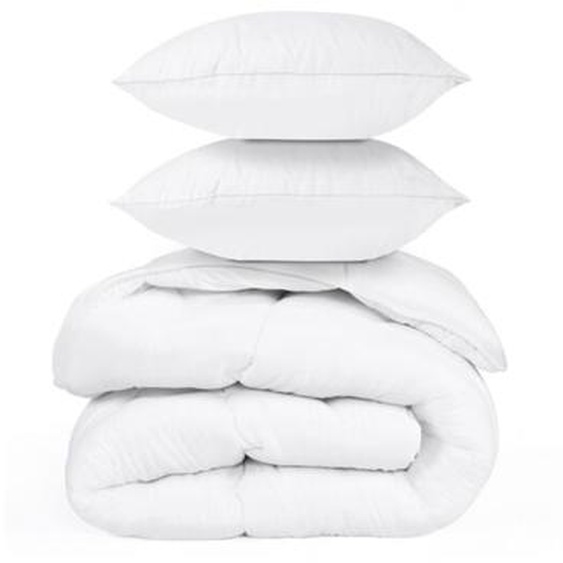 Idmarket - Couette 220x240 cm ellie blanche microfibre 700 gr + 2 oreillers