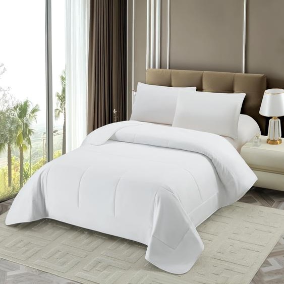 Couette blanche de 150 x 220 cm, respirante et hypoallergénique