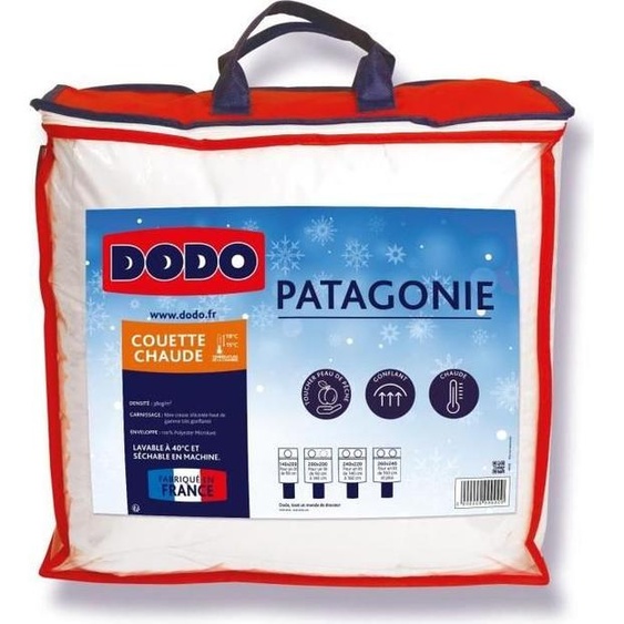 Couette chaude DODO Patagonie, 140x200 cm, Blanc, Microluxe Polyester, Garnissage Fibre Creuse 380g/m²