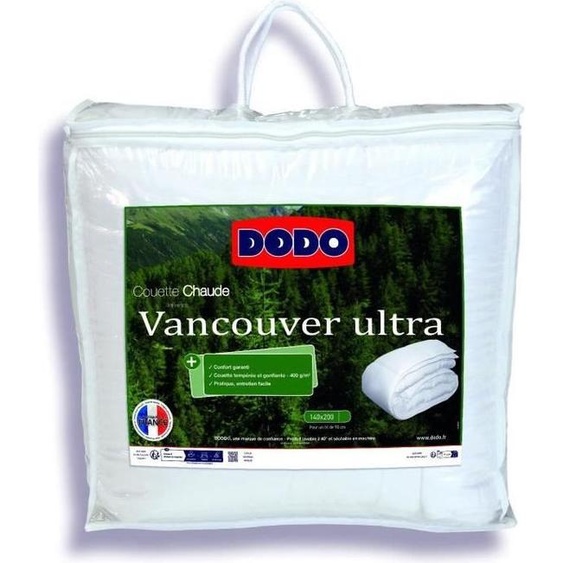 Couette chaude DODO VANCOUVER Ultra, 140x200 cm, Polyester toucher peau de pêche, Garnissage fibres VOLUPTAIR