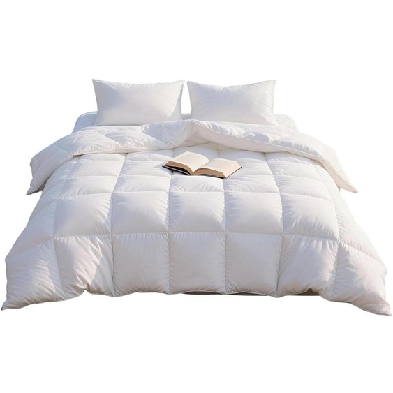 Couette d’été en duvet antiallergique légère et douce 200x200 cm blanc
