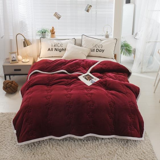 Couette dhiver chaude et épaisse, couette en microfibre, couette en flanelle avec duvet et plumes, couette moyenne en duvet 370gsm,rouge,150x200cm