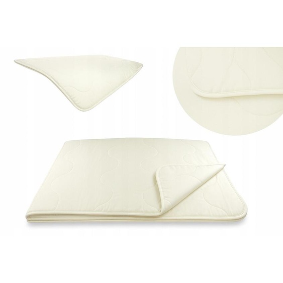 Couette - Été - 200 x 200 cm - Chaude - Crème - en microfibre et LAINE DE MOUTON