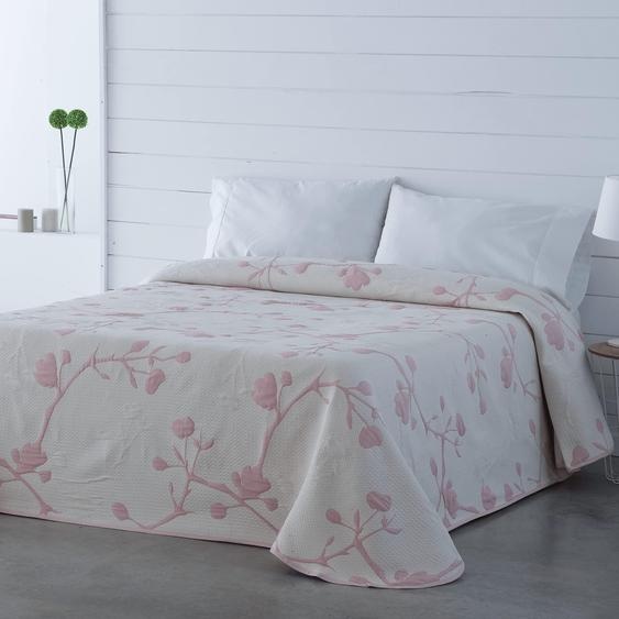 Couette légère Sofia, 180x270 cm, motif floral rose, en coton et polyester