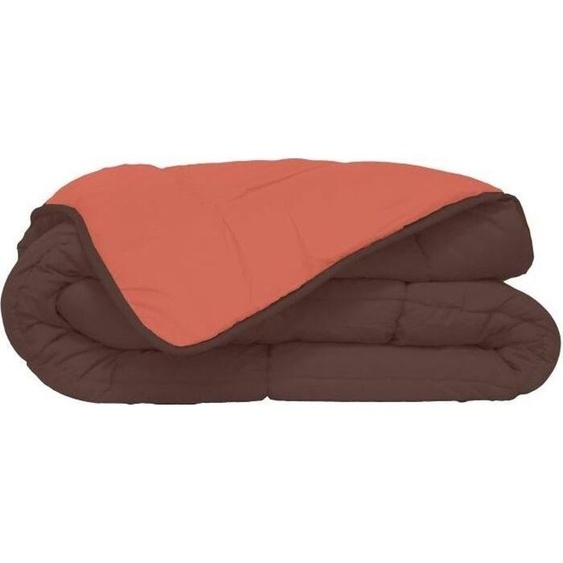 Couette Microfibre Chaude Calgary, 400gr/m², 140 x 200 cm, Chocolat & Corail
