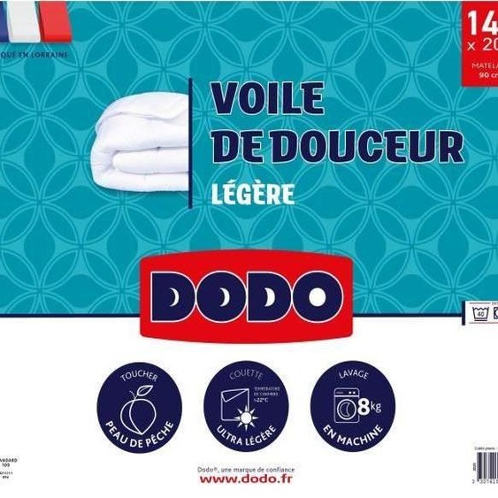 Couette Ultra Légère DODO Voile de Douceur, 140 x 200 cm, 100 g/m², Blanc