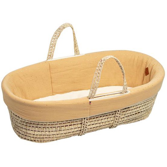 Couffin Bébé Avec Matelas Habillage Et Drap Housse Pois Dorés Camel À Pois Or