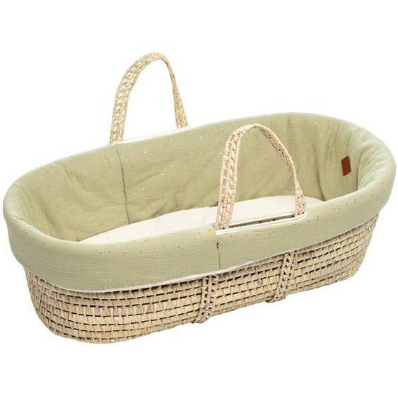 Couffin Bébé Avec Matelas Habillage Et Drap Housse Pois Dorés Vert À Pois Or