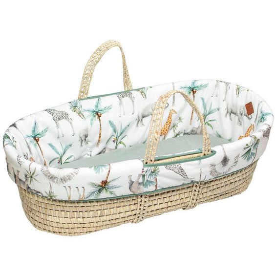 Couffin Bébé Avec Matelas Habillage Et Drap Housse Safari Blanc Imprimé Safari