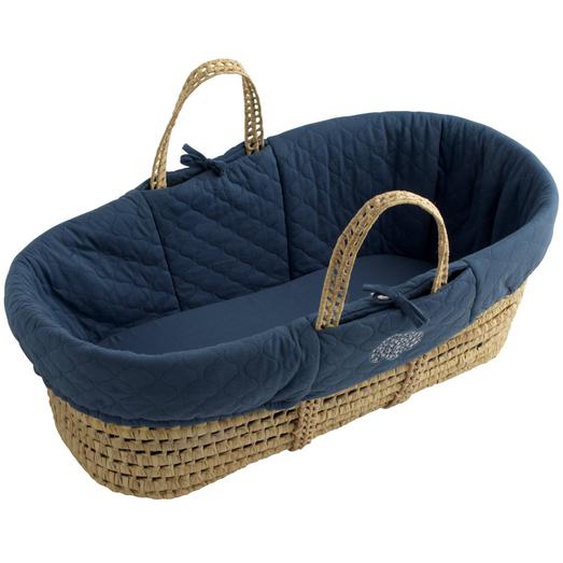 Couffin Bébé En Fibres Naturelles Avec Habillage Tissu - Botanica Bleu