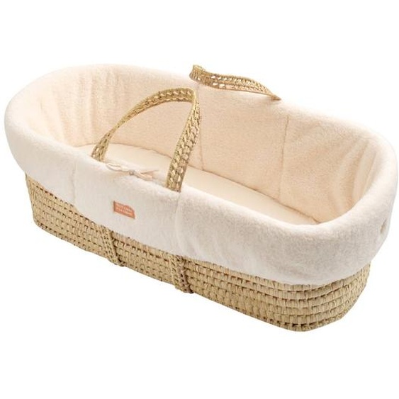 Couffin Bébé En Fibres Naturelles Avec Habillage Tissu Ecru