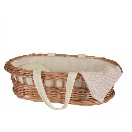 Couffin En Osier Pour Poupée Beige