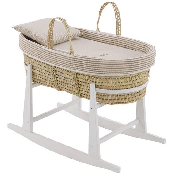 Couffin Matelasse + Support En Bois Beige/blanc