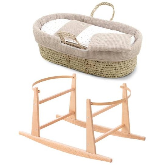 Couffin Matelasse + Support En Bois Beige/natural