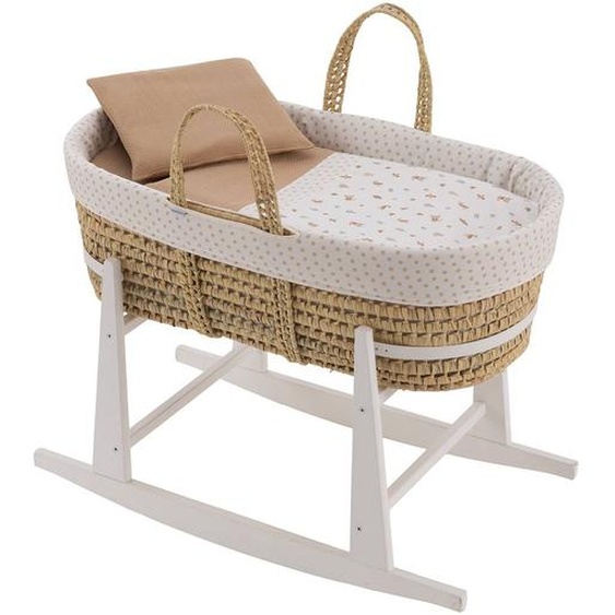 Couffin Matelasse + Support En Bois Beige
