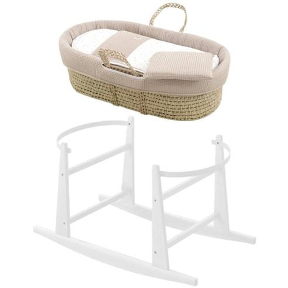 Couffin Matelasse + Support En Bois Beige/white