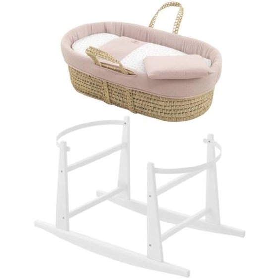 Couffin Matelasse + Support En Bois Pink/white