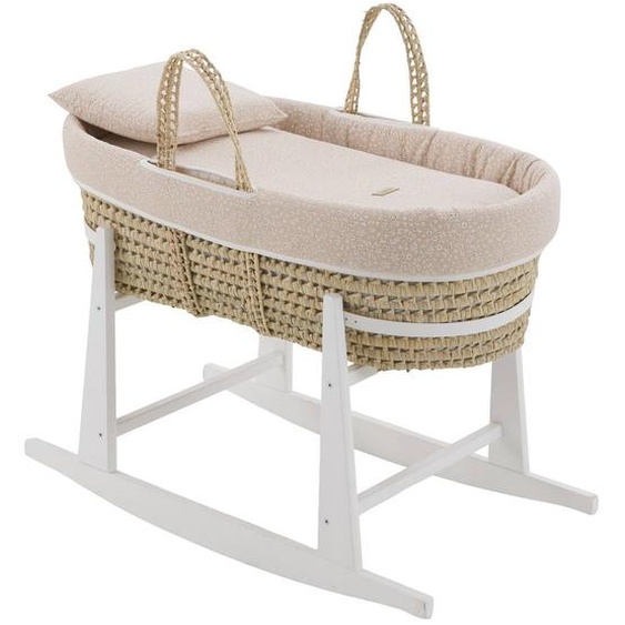 Couffin Matelasse + Support En Bois Rose/blanc