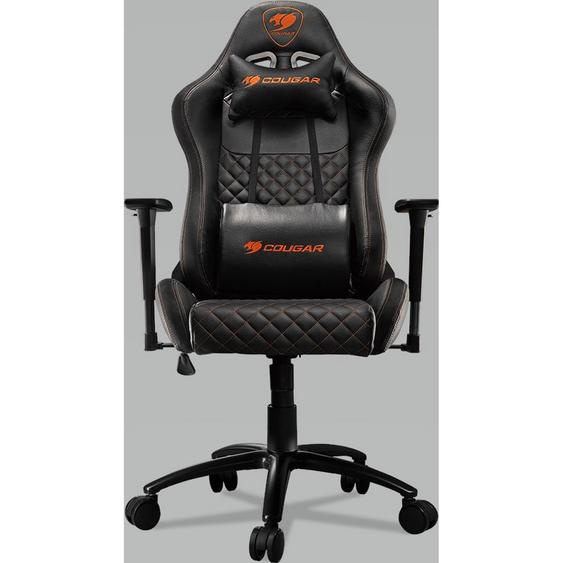 Cougar Armor Pro Fauteuil gamer Cuir Noir Orange Hauteur réglable - Accoudoir Appuie-tête Roulette