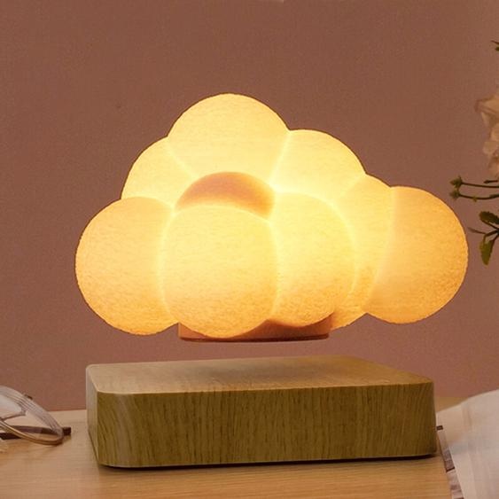 Couleur claireLampe de table technique de lévitation magnétique Lampe de chevet nuageuse Atmosphère LED veilleuse 3 couleurs de lumière Dimmable 360° rotation libre pour chambre étude ornements décoratifs