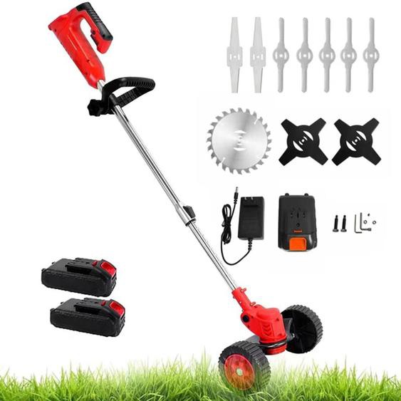 Coupe-bordure sans Fil, 3-in-1 Coupe-bordure à batterie avec 3 Types de Lames, avec Batterie 21V et Chargeur, Outillage de Jardin Motorisé Réglable