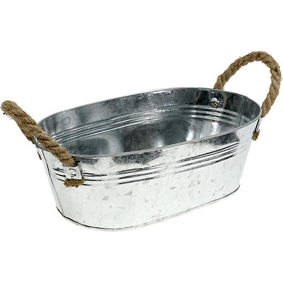 Coupelle décorative Métal Ovale Vintage Look avec poignées en corde de chanvre