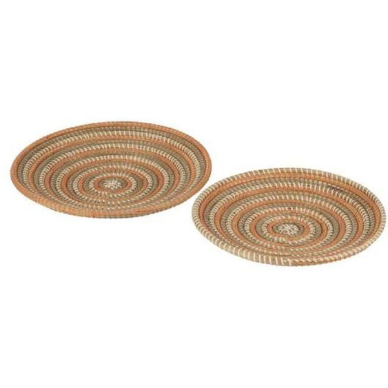 Coupelles Déco - J-LINE - Lot de 2 - Raphia - Orange & Rouille - 41cm et 36cm