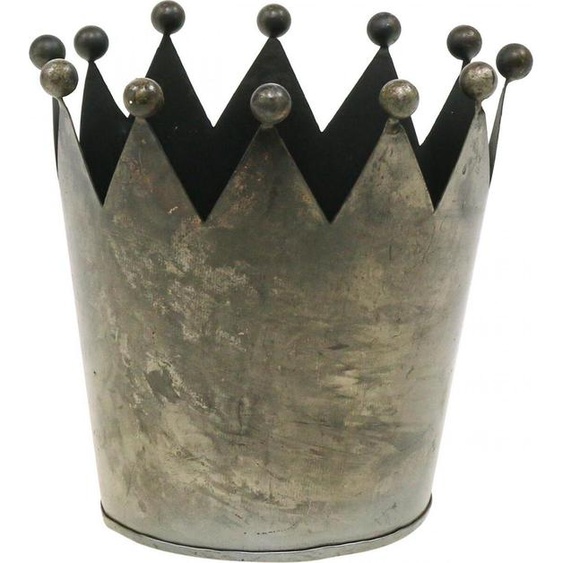 Couronne décorative en métal gris antique, décoration de table Ø15cm H15cm Vintage
